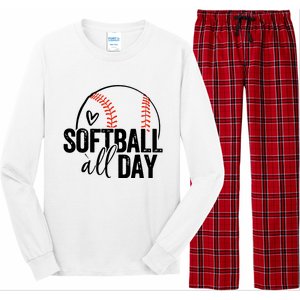 Softball Player Teen Girl Women Softball Lover Long Sleeve Pajama Set