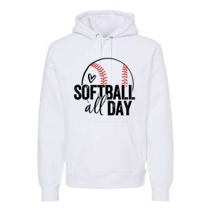 Softball Player Teen Girl Women Softball Lover Premium Hoodie