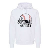 Softball Player Teen Girl Women Softball Lover Premium Hoodie