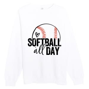 Softball Player Teen Girl Women Softball Lover Premium Crewneck Sweatshirt