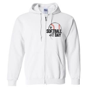 Softball Player Teen Girl Women Softball Lover Full Zip Hoodie