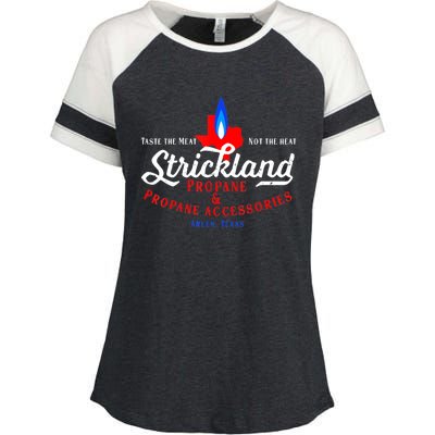 Strickland Propane Taste The Meat Not The Heat Enza Ladies Jersey Colorblock Tee