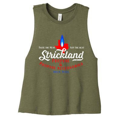 Strickland Propane Taste The Meat Not The Heat Women's Racerback Cropped Tank