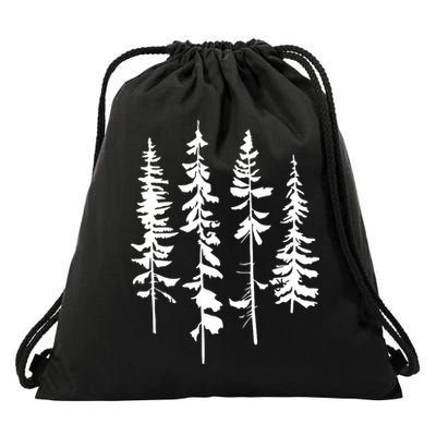 Skinny Pine Trees Pine Tree Graphic For Nature Lover Drawstring Bag