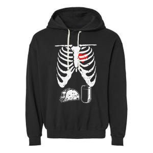 Skeleton Pregnancy Taco Beer Xray Halloween Soon Dad. Garment-Dyed Fleece Hoodie