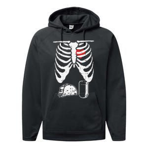 Skeleton Pregnancy Taco Beer Xray Halloween Soon Dad. Performance Fleece Hoodie