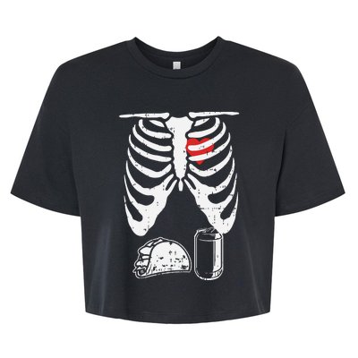 Skeleton Pregnancy Taco Beer Xray Halloween Soon Dad. Bella+Canvas Jersey Crop Tee