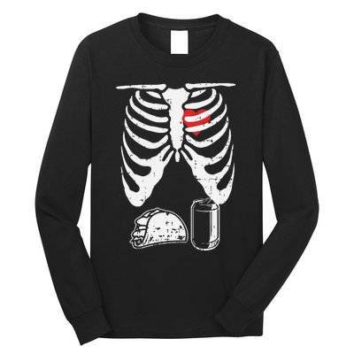 Skeleton Pregnancy Taco Beer Xray Halloween Soon Dad. Long Sleeve Shirt