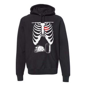 Skeleton Pregnancy Taco Beer Xray Halloween Soon Dad. Premium Hoodie