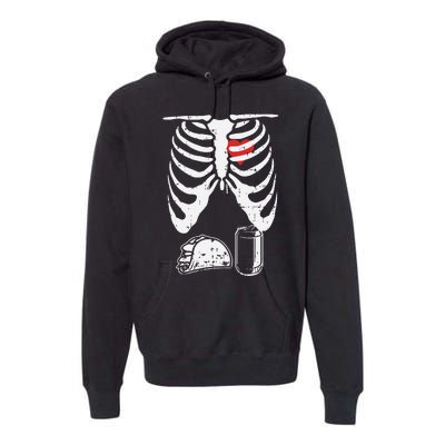 Skeleton Pregnancy Taco Beer Xray Halloween Soon Dad. Premium Hoodie