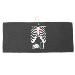 Skeleton Pregnancy Taco Beer Xray Halloween Soon Dad. Large Microfiber Waffle Golf Towel