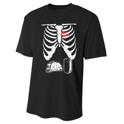 Skeleton Pregnancy Taco Beer Xray Halloween Soon Dad. Performance Sprint T-Shirt