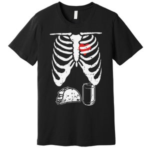 Skeleton Pregnancy Taco Beer Xray Halloween Soon Dad. Premium T-Shirt