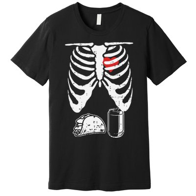 Skeleton Pregnancy Taco Beer Xray Halloween Soon Dad. Premium T-Shirt