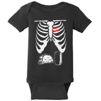 Skeleton Pregnancy Taco Beer Xray Halloween Soon Dad. Baby Bodysuit