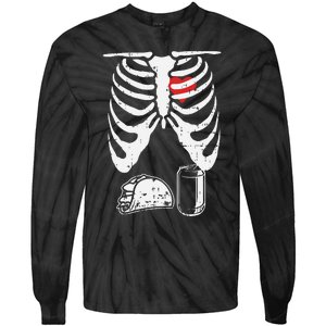 Skeleton Pregnancy Taco Beer Xray Halloween Soon Dad. Tie-Dye Long Sleeve Shirt