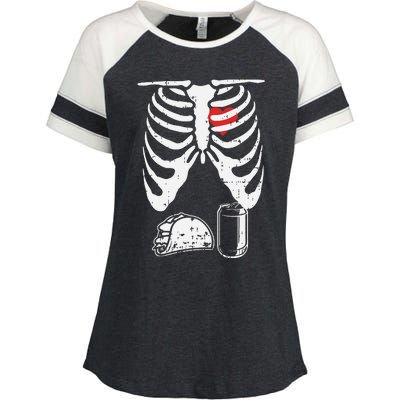 Skeleton Pregnancy Taco Beer Xray Halloween Soon Dad. Enza Ladies Jersey Colorblock Tee