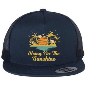 Sunset Palm Tree Beach Vacation Bring On The Sunshine Summer Gift Flat Bill Trucker Hat