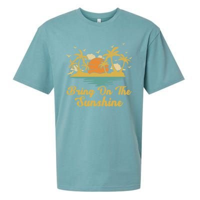 Sunset Palm Tree Beach Vacation Bring On The Sunshine Summer Gift Sueded Cloud Jersey T-Shirt