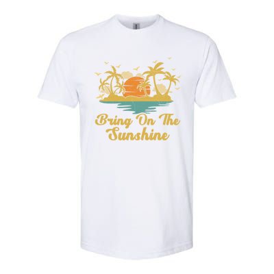 Sunset Palm Tree Beach Vacation Bring On The Sunshine Summer Gift Softstyle CVC T-Shirt