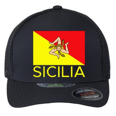 Sicilia Pallermo Triskelion Flag Flexfit Unipanel Trucker Cap