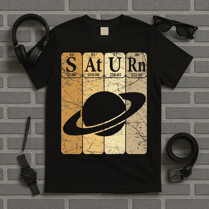 Saturn Periodic Table Elements Saturn Planet Space Nerd T-Shirt