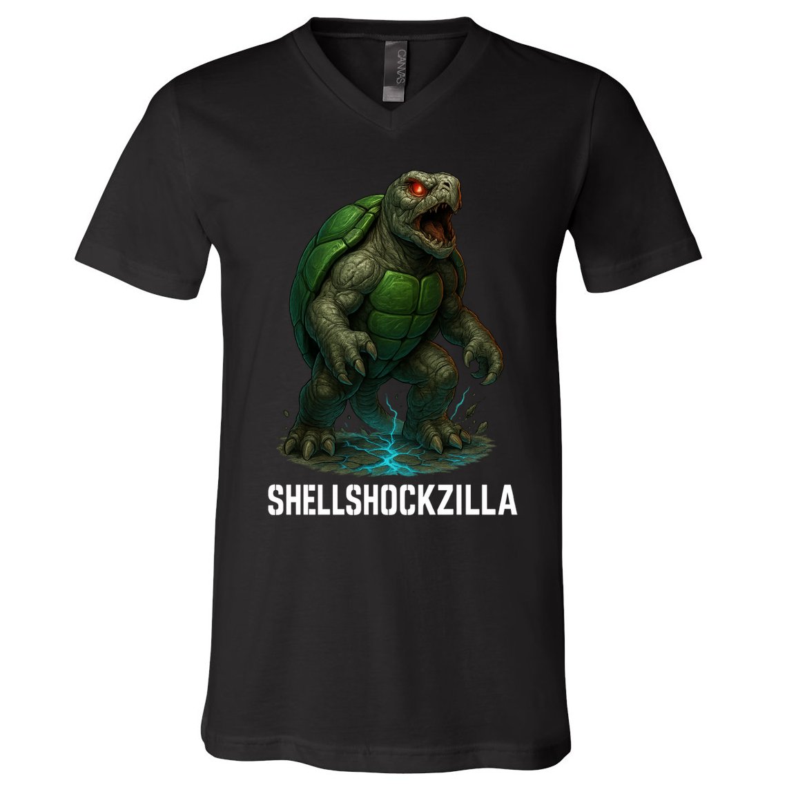 Shellshockzilla Parody Turtle V-Neck T-Shirt