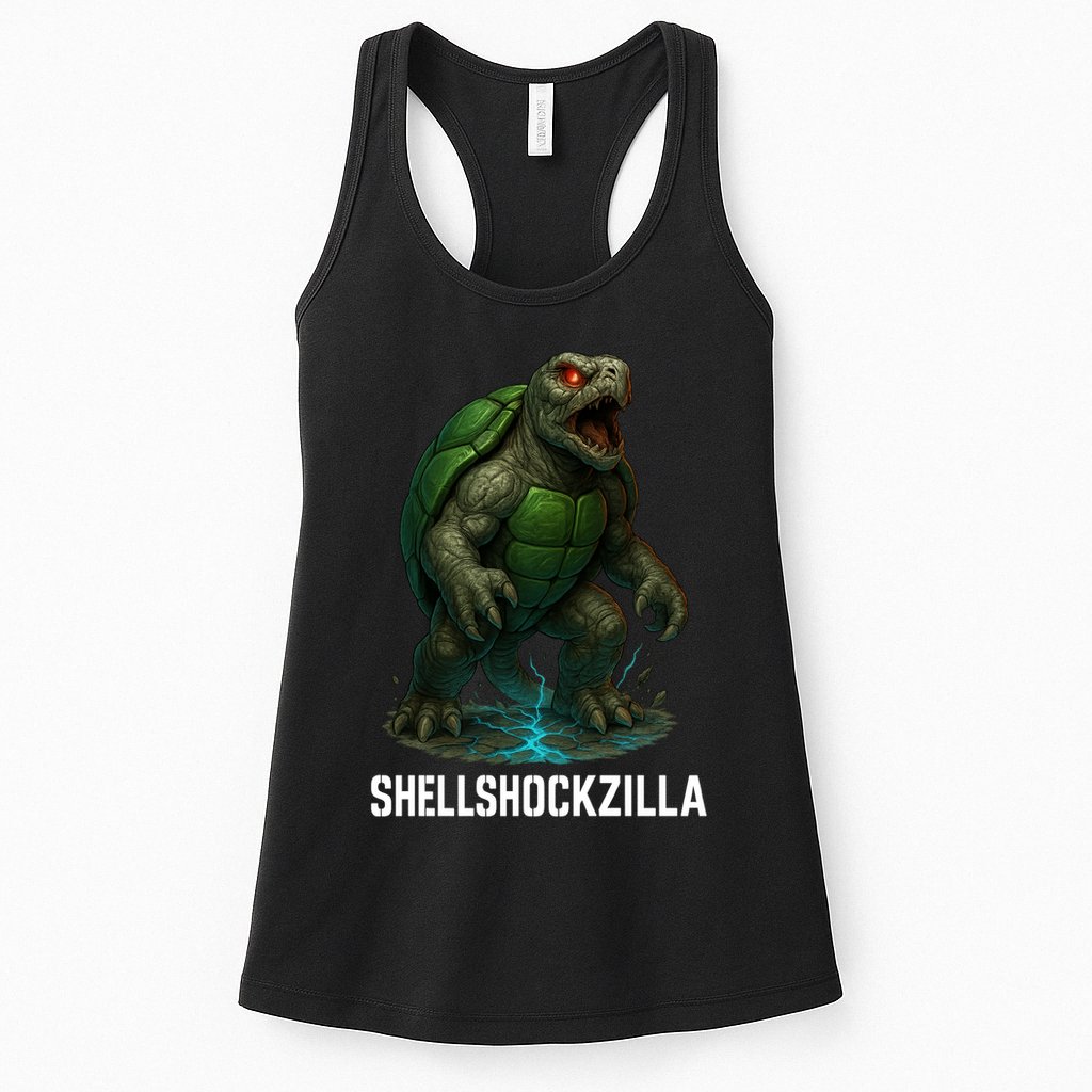 Shellshockzilla Parody Turtle Womens Tank Top