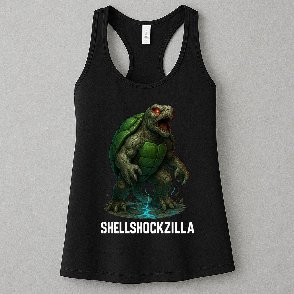 Shellshockzilla Parody Turtle Womens Tank Top