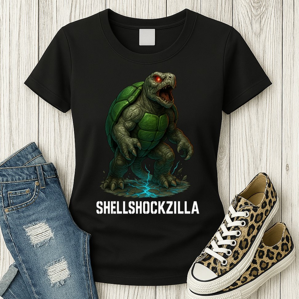 Shellshockzilla Parody Turtle Womens T-Shirt