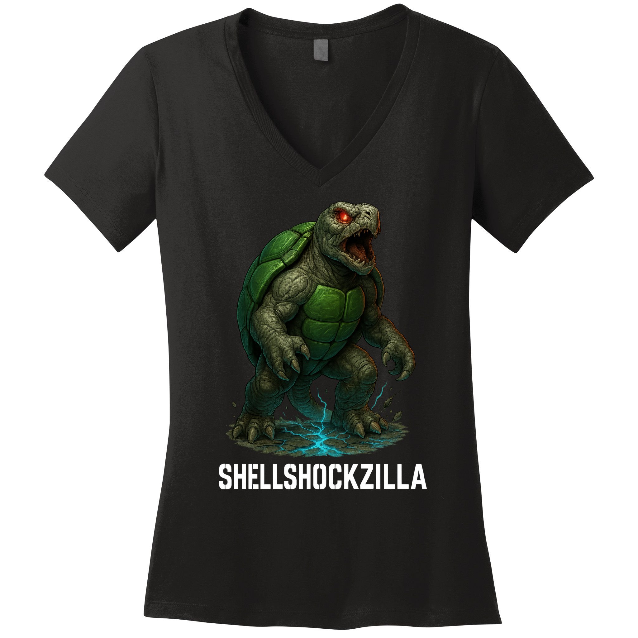 Shellshockzilla Parody Turtle Women's V-Neck T-Shirt