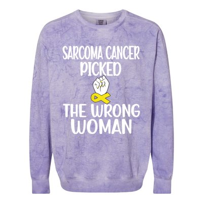 Sarcoma Picked The Wrong Sarcoma Cancer Survivor Cute Gift Colorblast Crewneck Sweatshirt