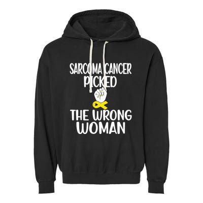 Sarcoma Picked The Wrong Sarcoma Cancer Survivor Cute Gift Garment-Dyed Fleece Hoodie