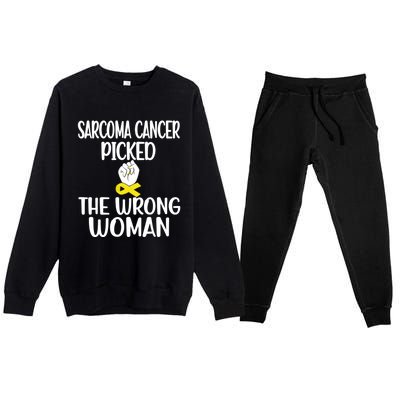 Sarcoma Picked The Wrong Sarcoma Cancer Survivor Cute Gift Premium Crewneck Sweatsuit Set