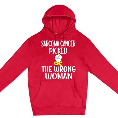 Sarcoma Picked The Wrong Sarcoma Cancer Survivor Cute Gift Premium Pullover Hoodie