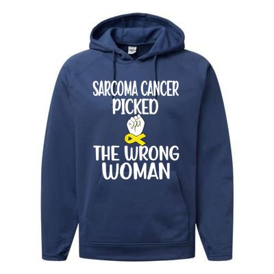 Sarcoma Picked The Wrong Sarcoma Cancer Survivor Cute Gift Performance Fleece Hoodie