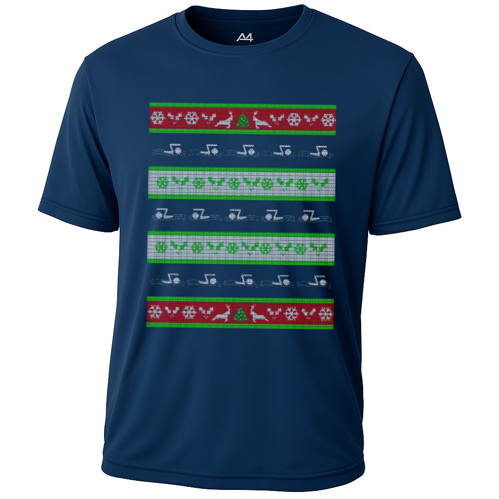Swimmer Present Ugly Christmas Cooling Performance Crew T-Shirt