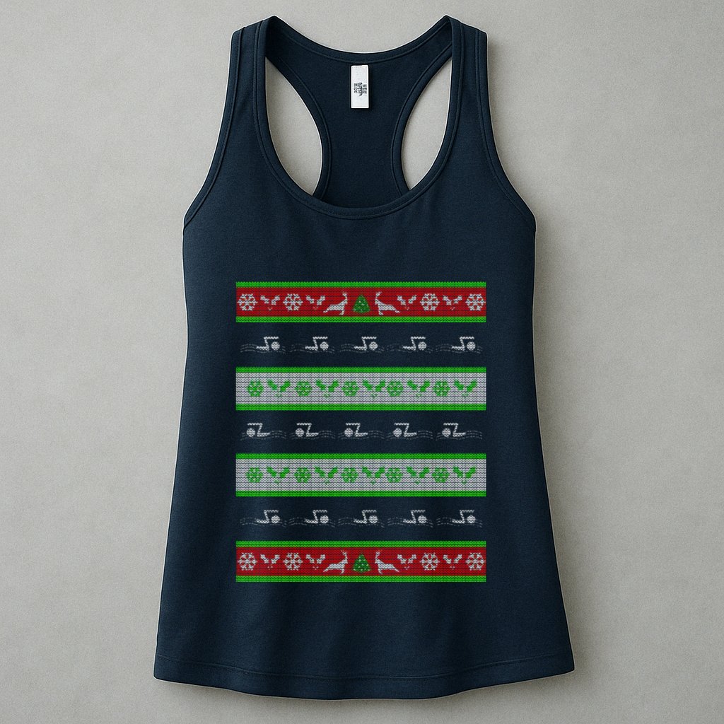 Swimmer Present Ugly Christmas Womens Tank Top