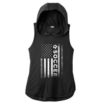 Soccer Player USA US American Flag Girls Boys Ladies PosiCharge Tri-Blend Wicking Draft Hoodie Tank