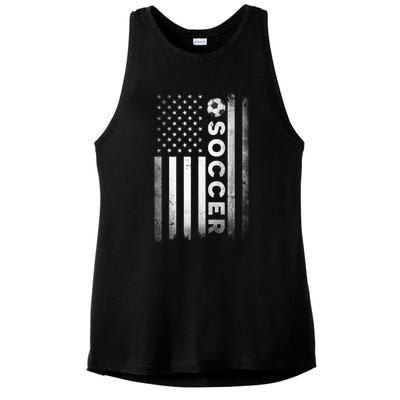 Soccer Player USA US American Flag Girls Boys Ladies PosiCharge Tri-Blend Wicking Tank