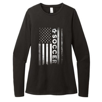 Soccer Player USA US American Flag Girls Boys Womens CVC Long Sleeve Shirt