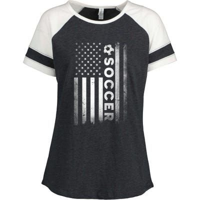 Soccer Player USA US American Flag Girls Boys Enza Ladies Jersey Colorblock Tee