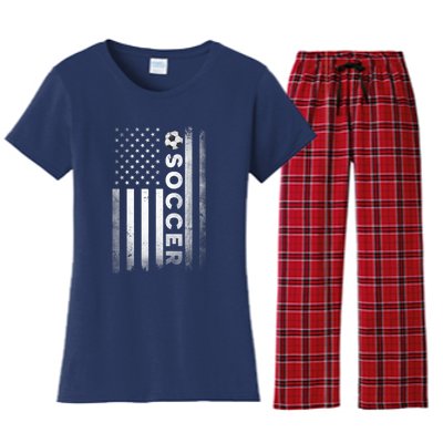 Soccer Player USA US American Flag Girls Boys Women's Flannel Pajama Set