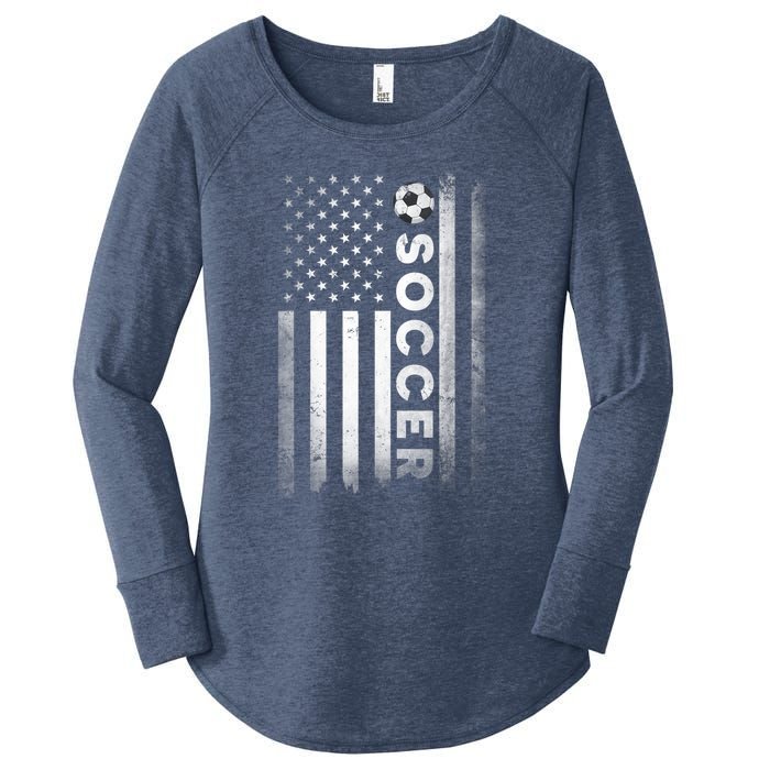 Soccer Player USA US American Flag Girls Boys Women's Perfect Tri Tunic Long Sleeve Shirt