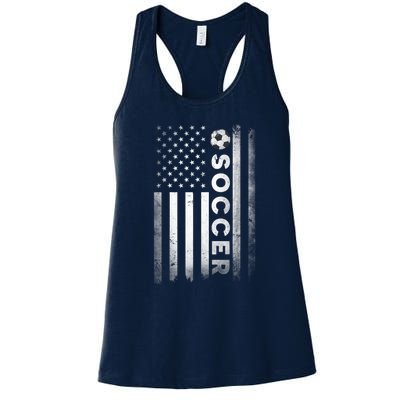 Soccer Player USA US American Flag Girls Boys Women's Racerback Tank