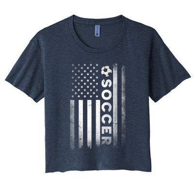 Soccer Player USA US American Flag Girls Boys Women's Crop Top Tee