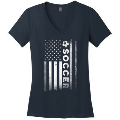 Soccer Player USA US American Flag Girls Boys Women's V-Neck T-Shirt