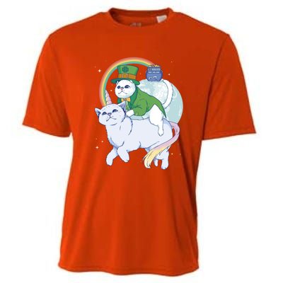 St Patricks Unicorn Cat Wearing Leprechaun Cat Cute Funny Gift Cooling Performance Crew T-Shirt