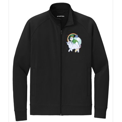 St Patricks Unicorn Cat Wearing Leprechaun Cat Cute Funny Gift Stretch Full-Zip Cadet Jacket