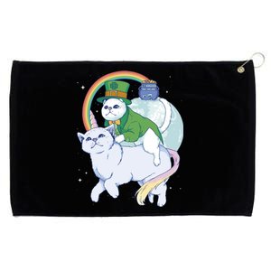 St Patricks Unicorn Cat Wearing Leprechaun Cat Cute Funny Gift Grommeted Golf Towel